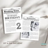 Dual Side Birthday Magazine- 1st & 2nd Birthday D159 | Pack of 1 | Black White